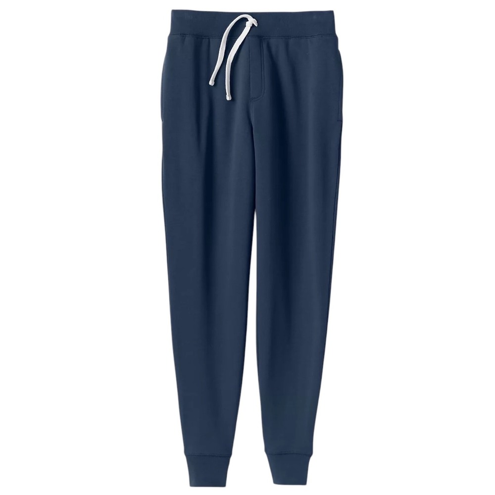 Lands End Men Navy Blue Fleece Jogger Sweatpants Large 36-38 Loungewear OEKO-TEX